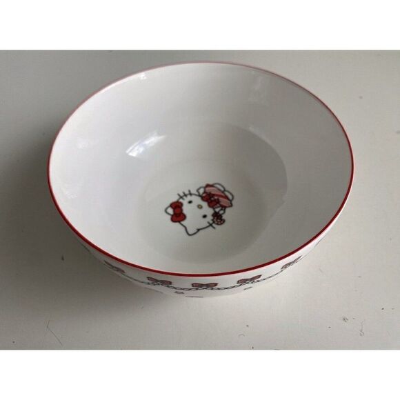 Sanrio Hello Kitty Ceramic 27 Oz Bowl Christmas Candy Cane Garland NEW - Picture 8 of 12